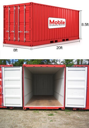 shipping container with doors open